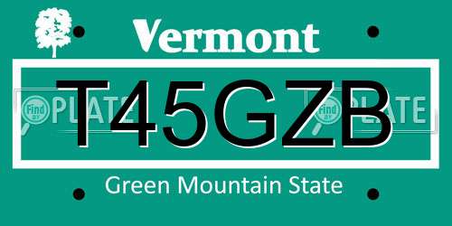 T45GZB Vermont License Plate