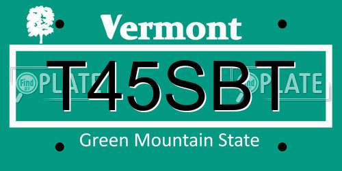 T45SBT Vermont License Plate