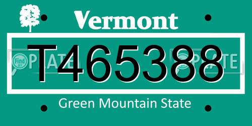 T465388 Vermont License Plate