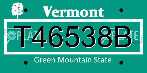 T46538B Vermont License Plate