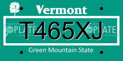 T465XJ Vermont License Plate