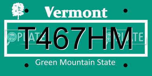 T467HM Vermont License Plate