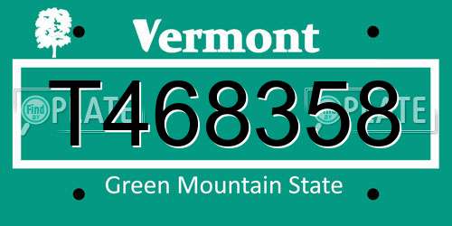 T468358 Vermont License Plate