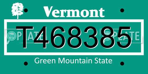 T468385 Vermont License Plate