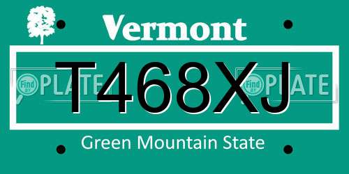 T468XJ Vermont License Plate