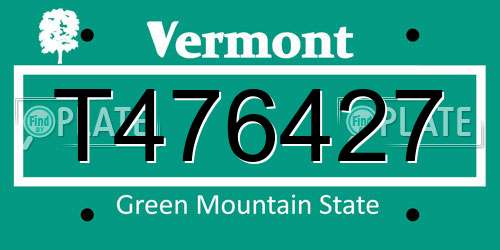 T476427 Vermont License Plate