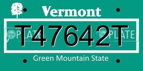 T47642T Vermont License Plate