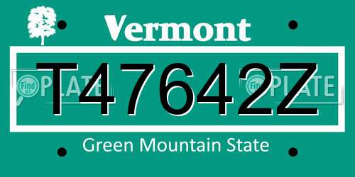 T47642Z Vermont License Plate