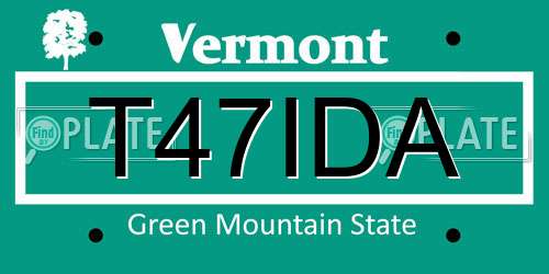 T47IDA Vermont License Plate