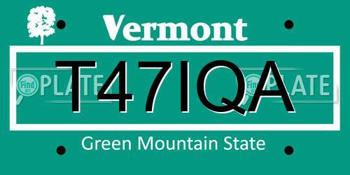T47IQA Vermont License Plate