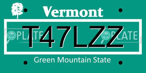 T47LZZ Vermont License Plate