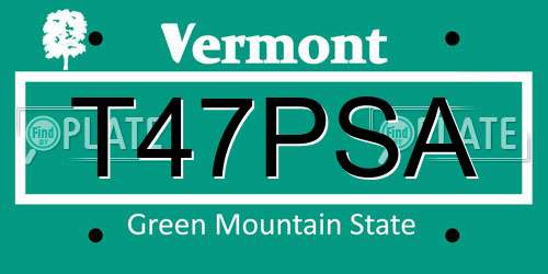 T47PSA Vermont License Plate
