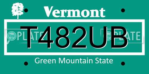 T482UB Vermont License Plate