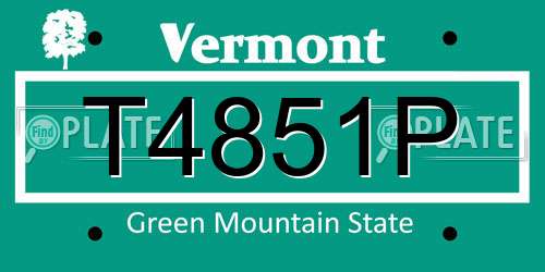 T4851P Vermont License Plate