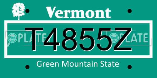 T4855Z Vermont License Plate