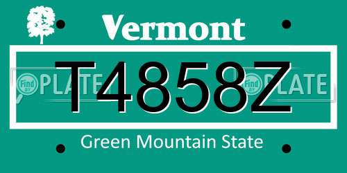 T4858Z Vermont License Plate