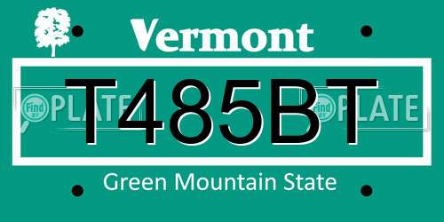 T485BT Vermont License Plate