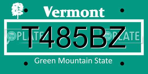 T485BZ Vermont License Plate