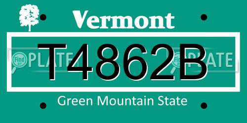 T4862B Vermont License Plate