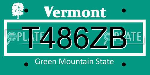 T486ZB Vermont License Plate
