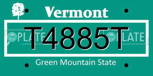 T4885T Vermont License Plate