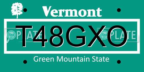 T48GXO Vermont License Plate