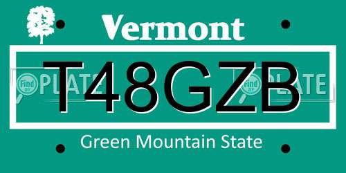 T48GZB Vermont License Plate