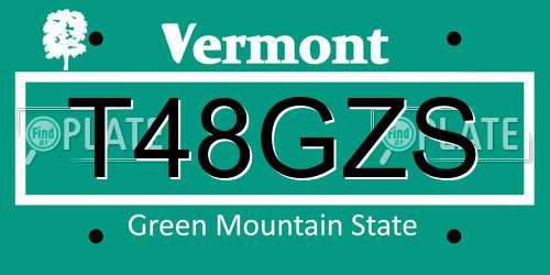 T48GZS Vermont License Plate