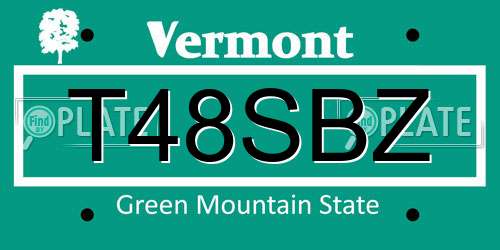 T48SBZ Vermont License Plate