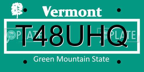 T48UHQ Vermont License Plate