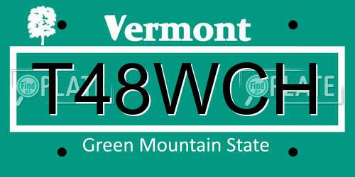 T48WCH Vermont License Plate