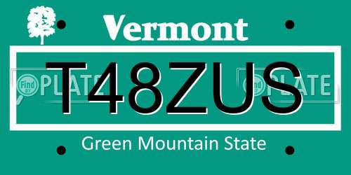 T48ZUS Vermont License Plate