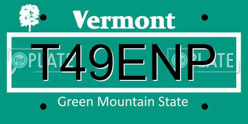 T49ENP Vermont License Plate