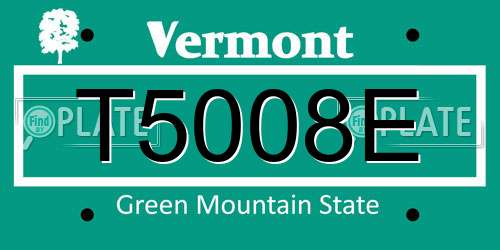 T5008E Vermont License Plate