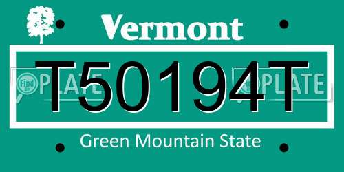 T50194T Vermont License Plate