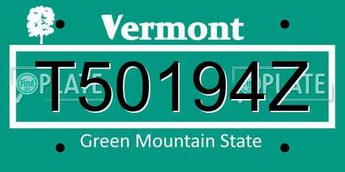 T50194Z Vermont License Plate
