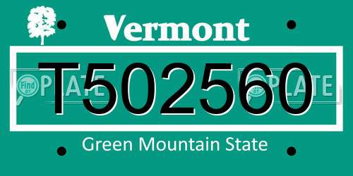 T502560 Vermont License Plate