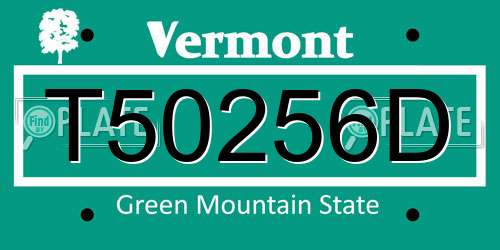 T50256D Vermont License Plate
