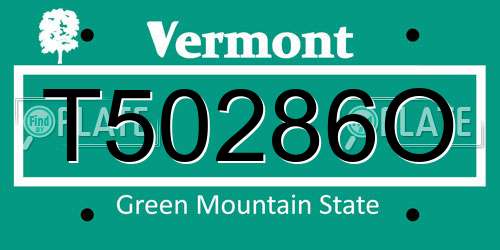 T50286O Vermont License Plate
