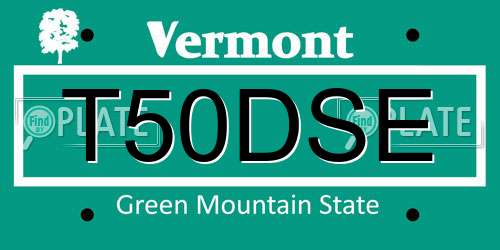T50DSE Vermont License Plate