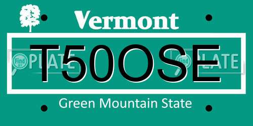 T50OSE Vermont License Plate