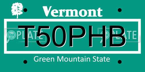 T50PHB Vermont License Plate