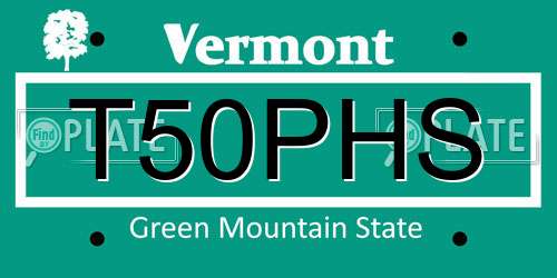 T50PHS Vermont License Plate