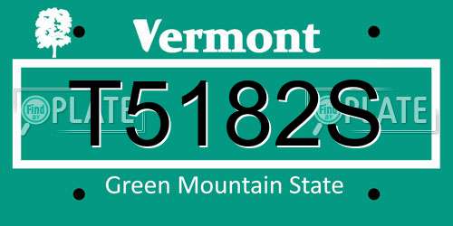 T5182S Vermont License Plate