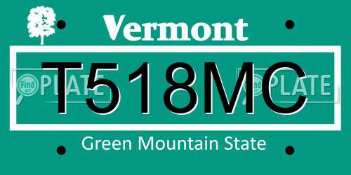 T518MC Vermont License Plate