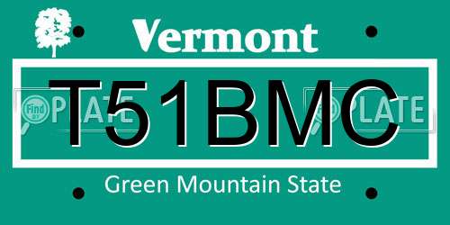 T51BMC Vermont License Plate