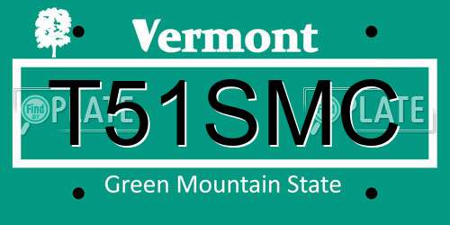 T51SMC Vermont License Plate