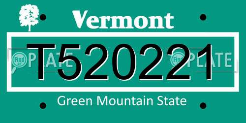 T520221 Vermont License Plate