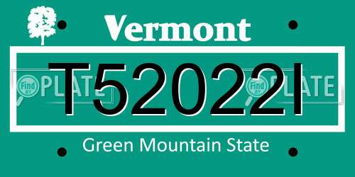 T52022I Vermont License Plate