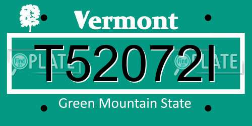 T52072I Vermont License Plate